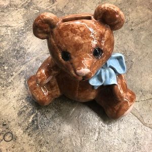Porcelain teddy bear piggy bank